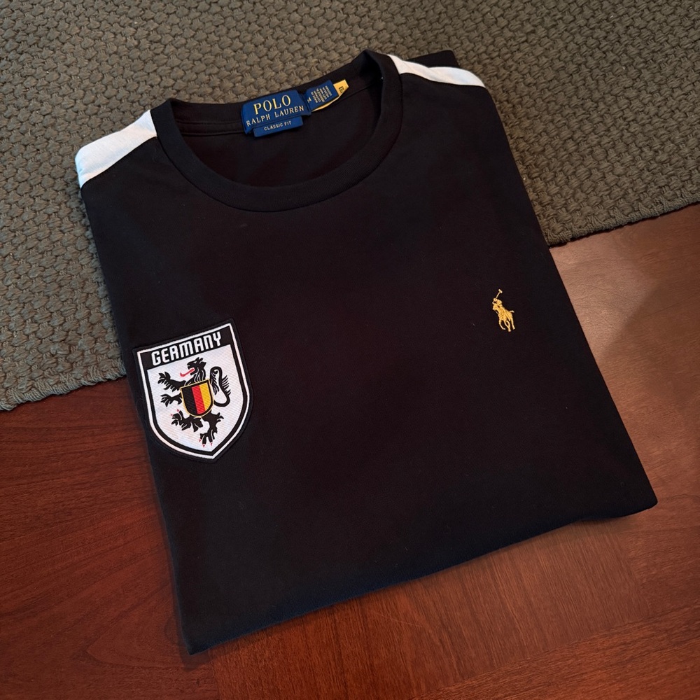 Polo Ralph Lauren Black T-Shirt with Germany Olympic Patch